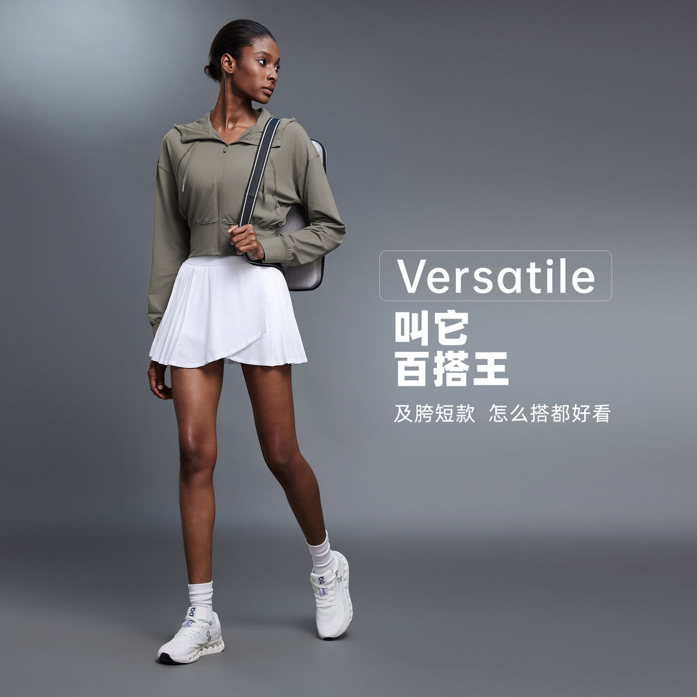 Hooded sports outwear women's spring & fallshort waist cardigan long sleeve tops yoga fitness wear jacket d25147