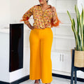 D3342 cross-border supply of european and american clothing  wholesale printed shirt wide-leg pants two-piece set african suit