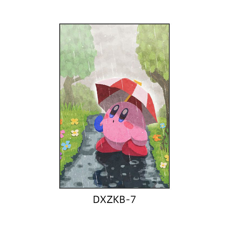 Star Kirby decorative painting pink girl bedroom children's room hanging painting cartoon animation cute princess bedside mural