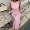 new arrival: cross-border fashion, european & american style, fresh & versatile plaid sleeveless bodycon dress