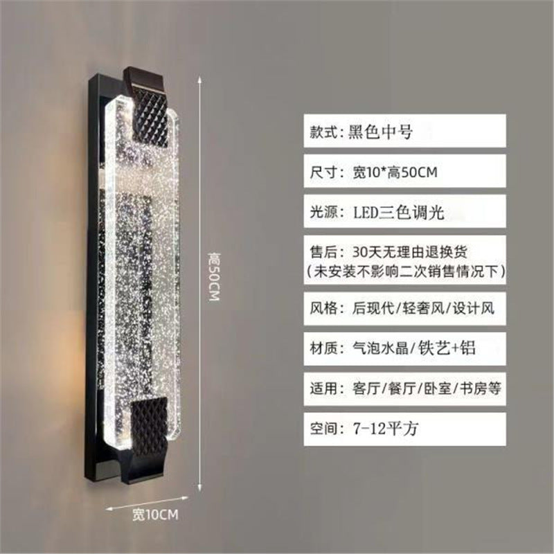 Luxury crystal wall sconce - living room accent, hallway, stairway led minimalist bedroom bedside lamp - gold finish
