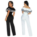 C7052 cross-border   independent station fashion women's sleeveless deep v jumpsuit pure color new style