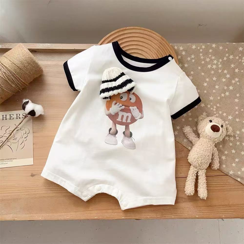 Baby summer lightweight romper short sleeve infant cartoon onesie cute & adorable bodysuit for boys & girls - perfect for outings