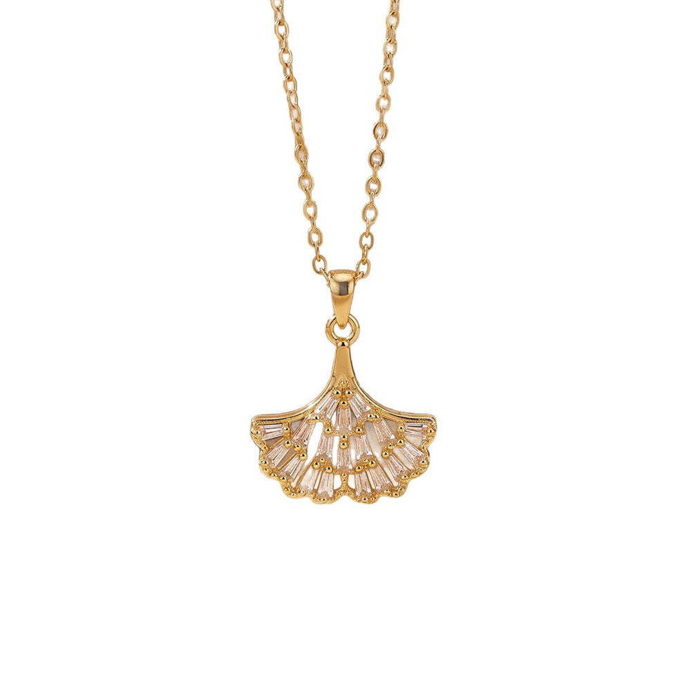Popular internet celebrity smart ginkgo leaf diamond necklace accessible luxuryniche style women's easiest for matchfashion non-fading clavicle chain jewelry