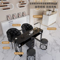 New arrival: extra-wide 45 turbine engraved grade vacuum marble & porcelain surface multifunctional minimalist nail table and chair set