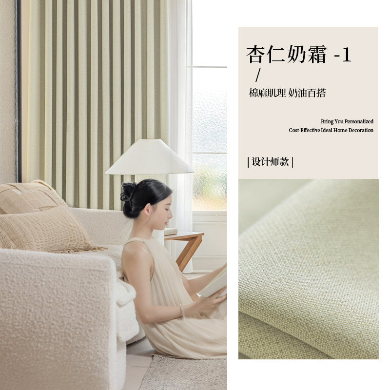 New double-sided light luxury linen high shading medieval old money wabi-sabi style bedroom curtains personalized whole house personalized wholesale