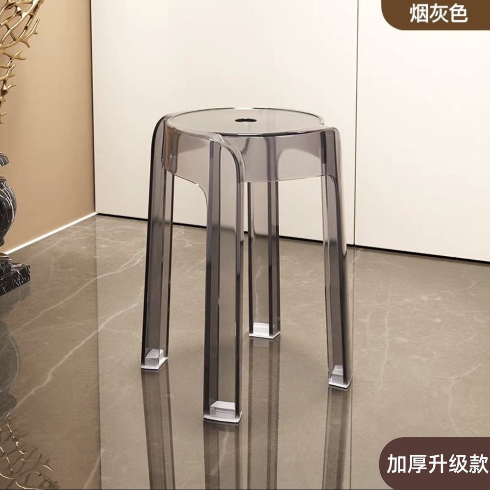Minimalist chic stool - commercial grade, thickened, stackable, transparent round stool chair - acrylic chair, plastic stool for home use