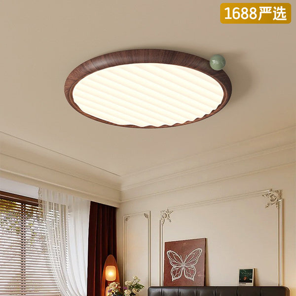 [Strict Selection] Chocolate Potato Chips Creative Retro Walnut Ceiling Light French Medieval Bedroom Advanced Eye Protection