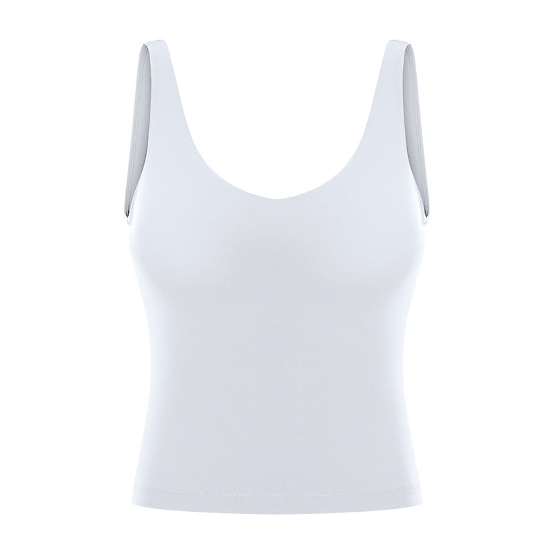 Spring/summer v-neck long yoga tank top for women - u-back, skin-friendly, nude feel, slimming yoga top dt039