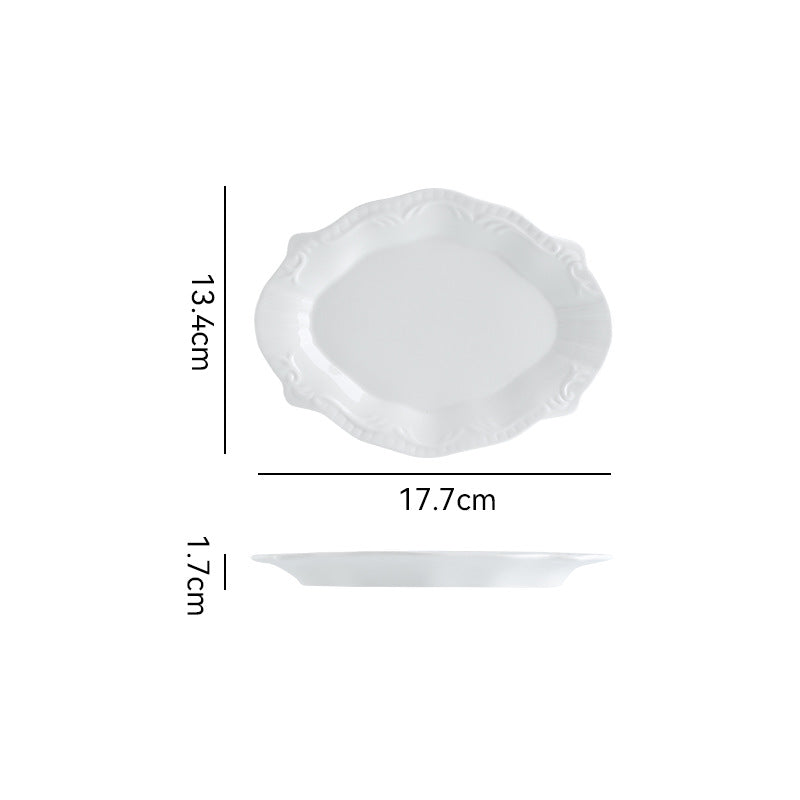 Minimalist pure white ceramic dinnerware set for home, restaurant, and hotel use - porcelain plates, creative plating, and dessert bowls
