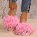 Amazon slippers winter stuffed flip flops indoor and outdoor heattech plus size furry slippers women's long stuffed floor slippers