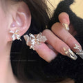 Light luxury hollow butterfly zircon stud earrings-e6091 silver