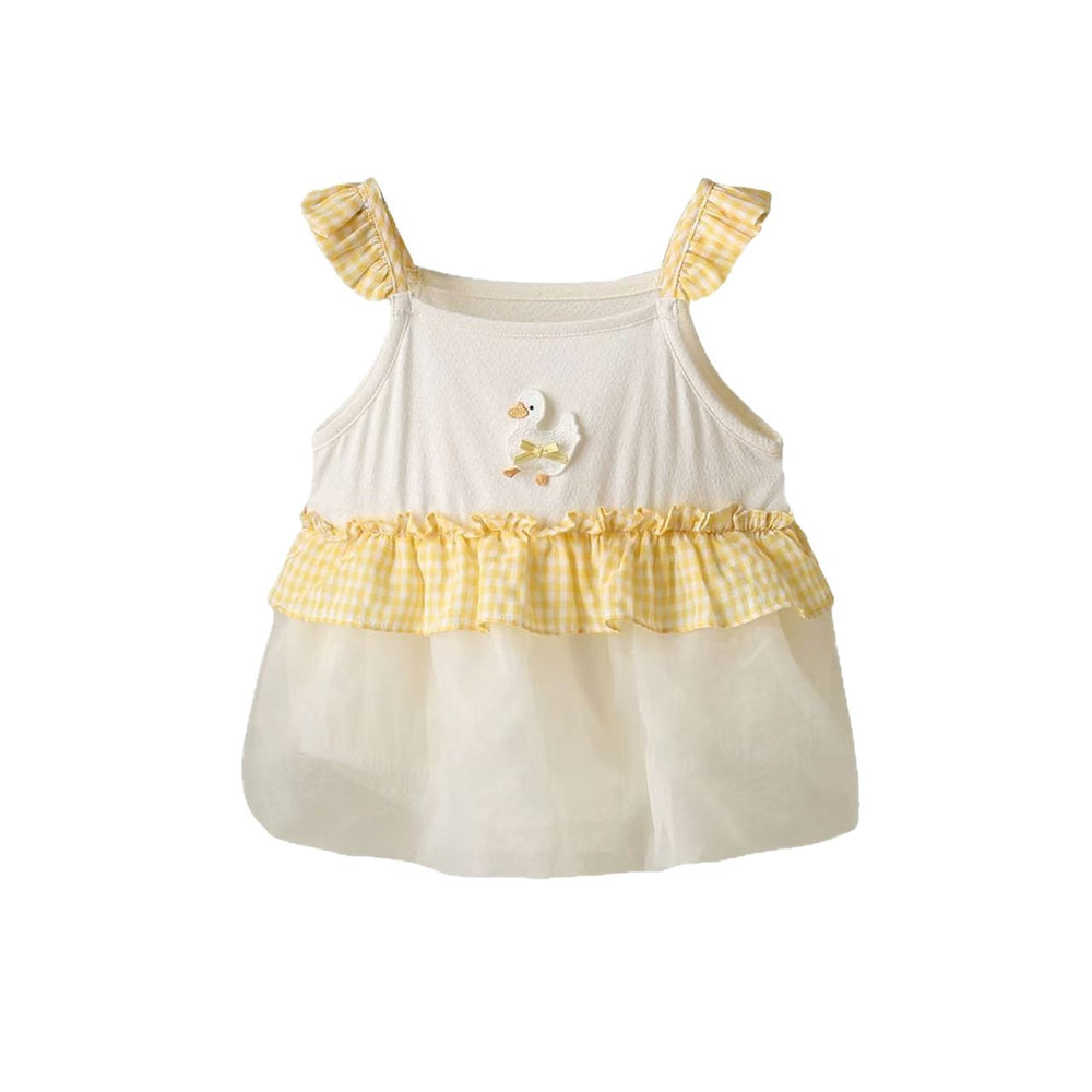 Girls' sweet flutter sleeve lightweight romper dress - stylish princess style, perfect for birthdays, first months, and everyday wear