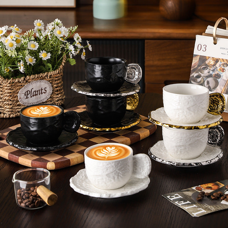 British classy sense ins ceramic relief cup and saucer niche style ceramic latte exquisite afternoon tea milk coffee cup and saucer