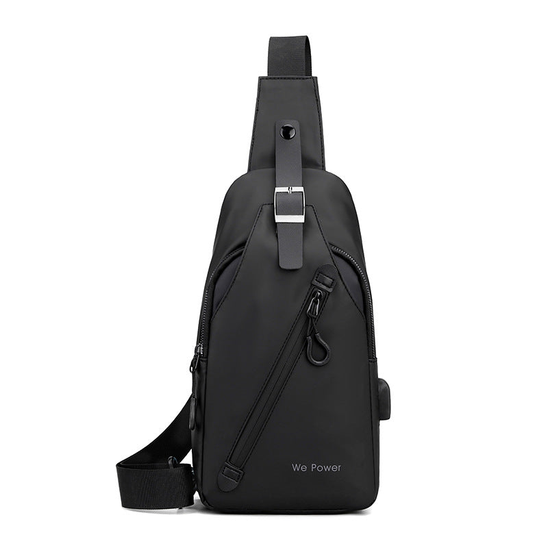 Cross-border new men's outdoor breast bag European and American trend usb breast bag sports anti-splashing messenger bag business backpack