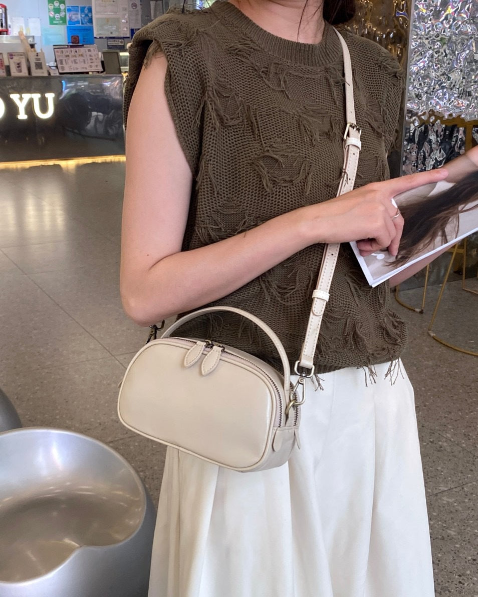 Genuine leather crossbody bag - 2024 spring/summer versatile fashion handbag - fresh & chic top grain cowhide premium small square bag