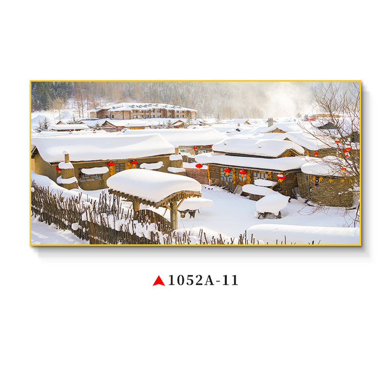 Northeast snow landscape decorative painting rural folk landscape wall painting iron pot stew restaurant farmyard light box hotel hanging painting