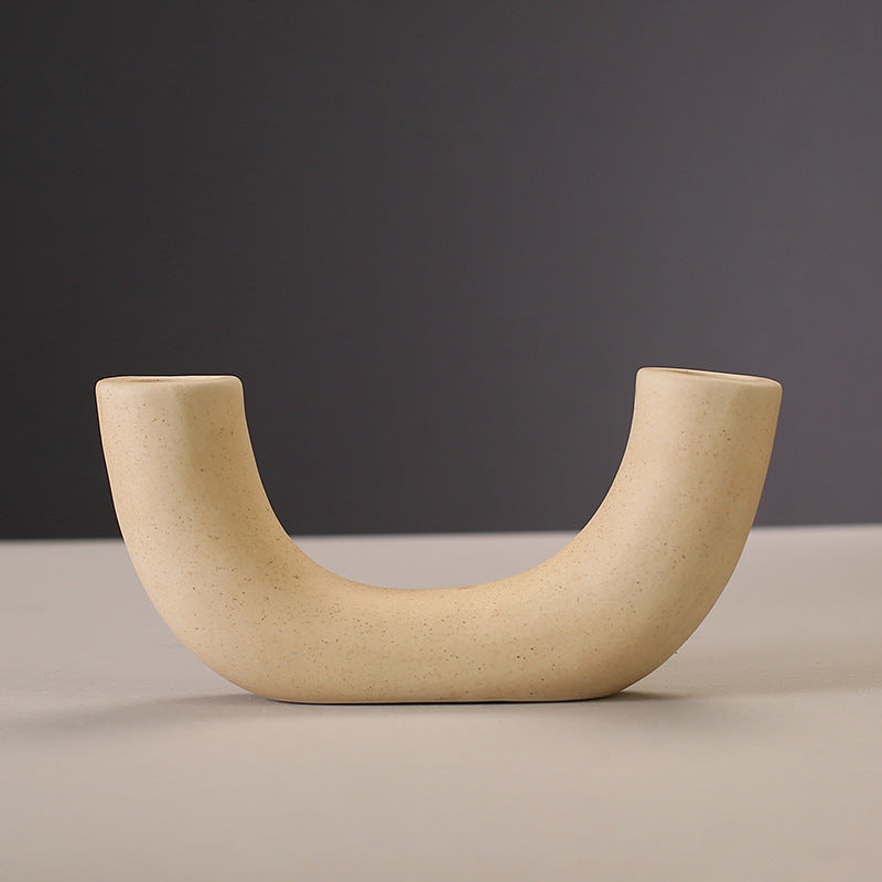 Nordic ins simple creative candle holder candle light dinner ceramic candle holder geometric candle holder decorative props office