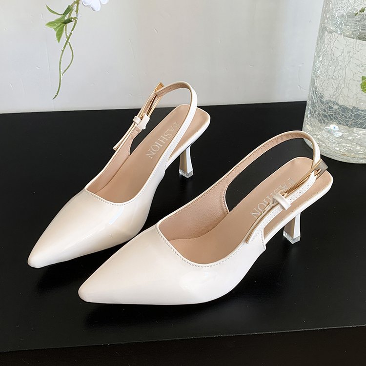 French stiletto closed-toe sandals women's single strap high heels 2026 summer new versatile pointed-toe slingbacks