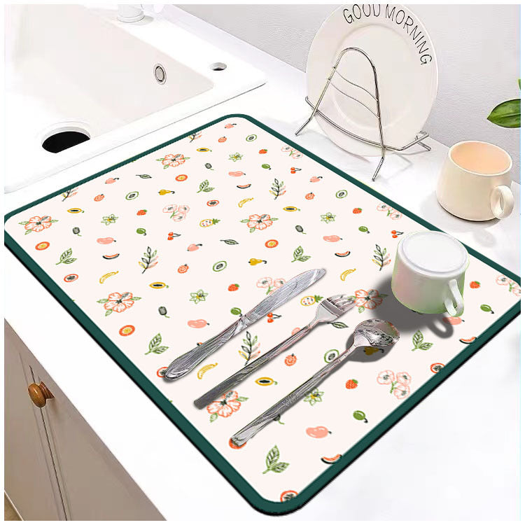 Kitchen countertop mat soft diatom mud desktop absorbent mat coaster bathroom sink non-slip drain mat