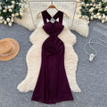 Accessible luxury celebrity heavy industry diamond cross halter suspender dress female sexy hot girl waist bag hip backless dress