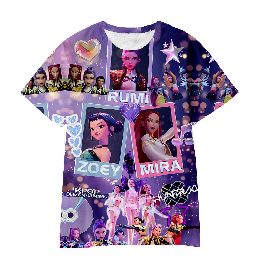 Witcher boy group 3d digital printing cross-border overseas casual loosefashion t-shirt k-pop girls t-shirt