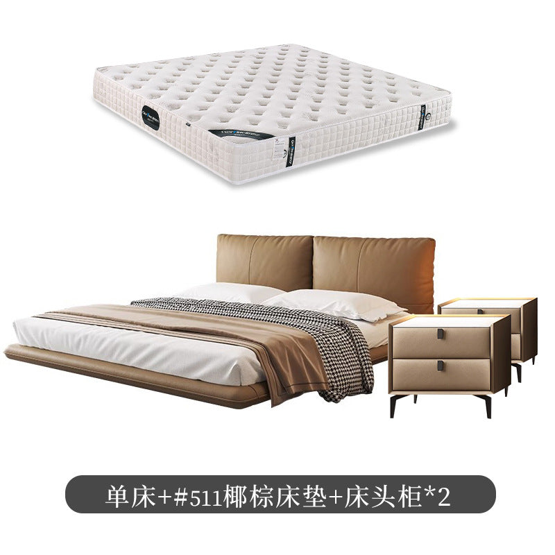 Master bedroom floating king size bed 1.8m upholstered high-end elegant wedding bed italian minimalist double genuine leather bed