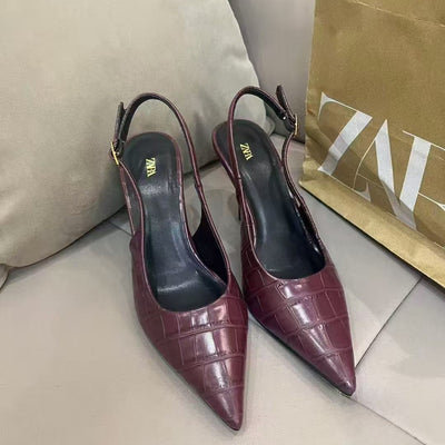 Za2026new arrival pointed toe stiletto pumps high heels back empty back strap fashion sandals accessible luxuryfashion high heels
