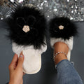 cotton slippers baotou heattech slippers flats slippers daily home slippers soft real fur soft bottom flower cotton slippers