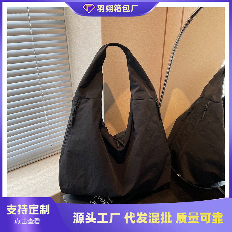 Cross-border fashion casual canvas tote bag women's 2025 new trendy versatile large-capacity underarm bag commuter shoulder bag
