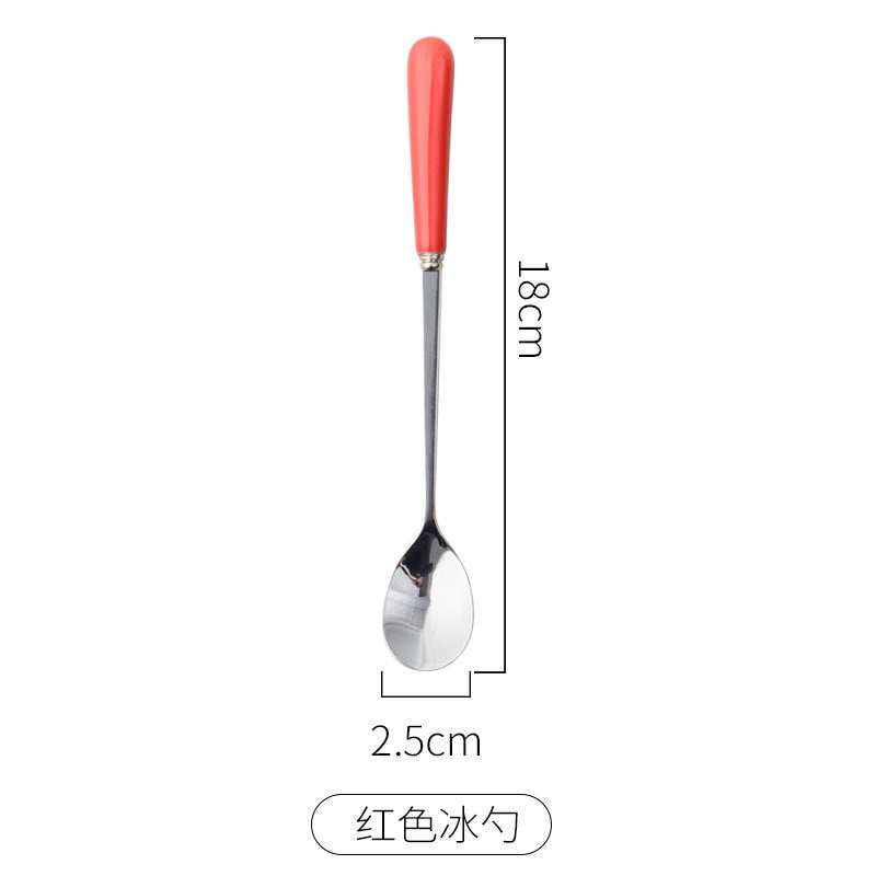 stainless steel tableware spoon, stirring spoon, long-handled soup spoon, household children's spoon, western food dessert coffee spoon wholesale