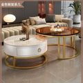 Brown glass + glossy snow mountain white-gold frame white cabinet