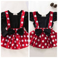 new girls' skirt set: solid color flutter sleeve top + polka dot suspender skirt - wholesale & dropshipping available