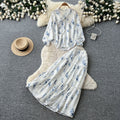 Gentle wind floral light mature style two-piece set female early autum strap waist slimming lookelegantsuitwork clothing outfit