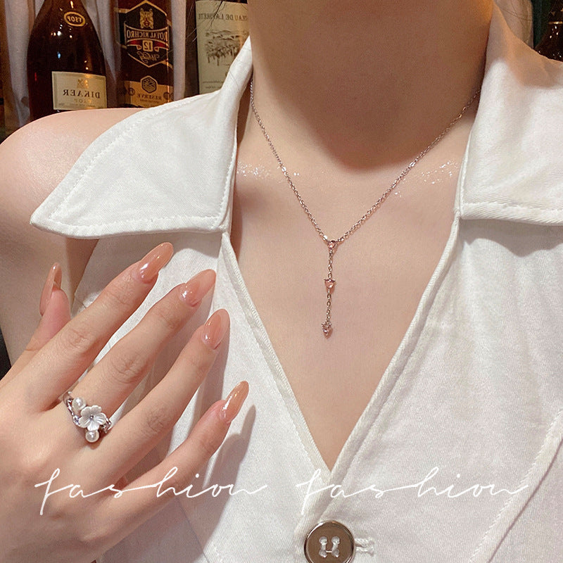 Xiaohongshu best selling brushed water drop tassel necklace women's niche style casualaccessible luxuryeasiest for matchelegantclassy sense collarbone chain