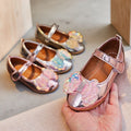 Girls'  spring new bowknot soft sole princess leather shoes for mid-to-large children - wholesale magic tape closure kids' shoes (direct from manufacturer)