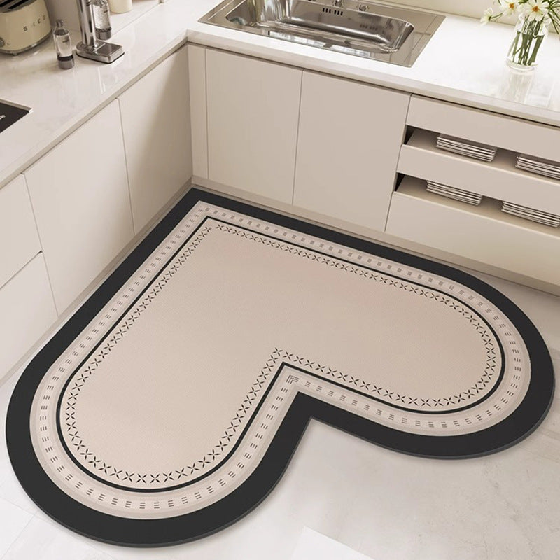 Heart-shaped kitchen mat, diatomaceous earth, non-slip, oil-resistant, wipeable, no-clean, absorbent, household, stain-resistant, floor mat, specialized carpet
