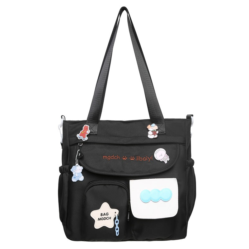 Spring, summer, middle and high school students, large-capacity backpacks, versatile burden reduction, fashion trend, two-piece set, schoolbag, tutoring bag