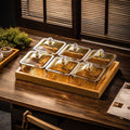 【with lid】amber 6-compartment fruit platter + wooden tray, thickened plastic