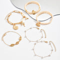 Bohemian bracelet wholesale fashion cross-border bracelet women's rice beads alloy shell pendant niche style bracelet good looks