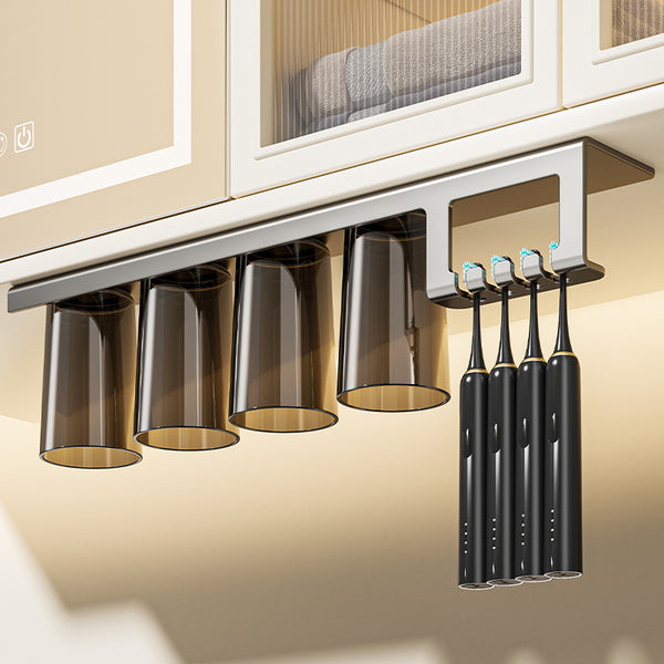Toothbrush shelf Magnetic mouthwash cup Bathroom brushing cup Washing cup Mirror cabinet bottom Electric toothbrush holder No punching