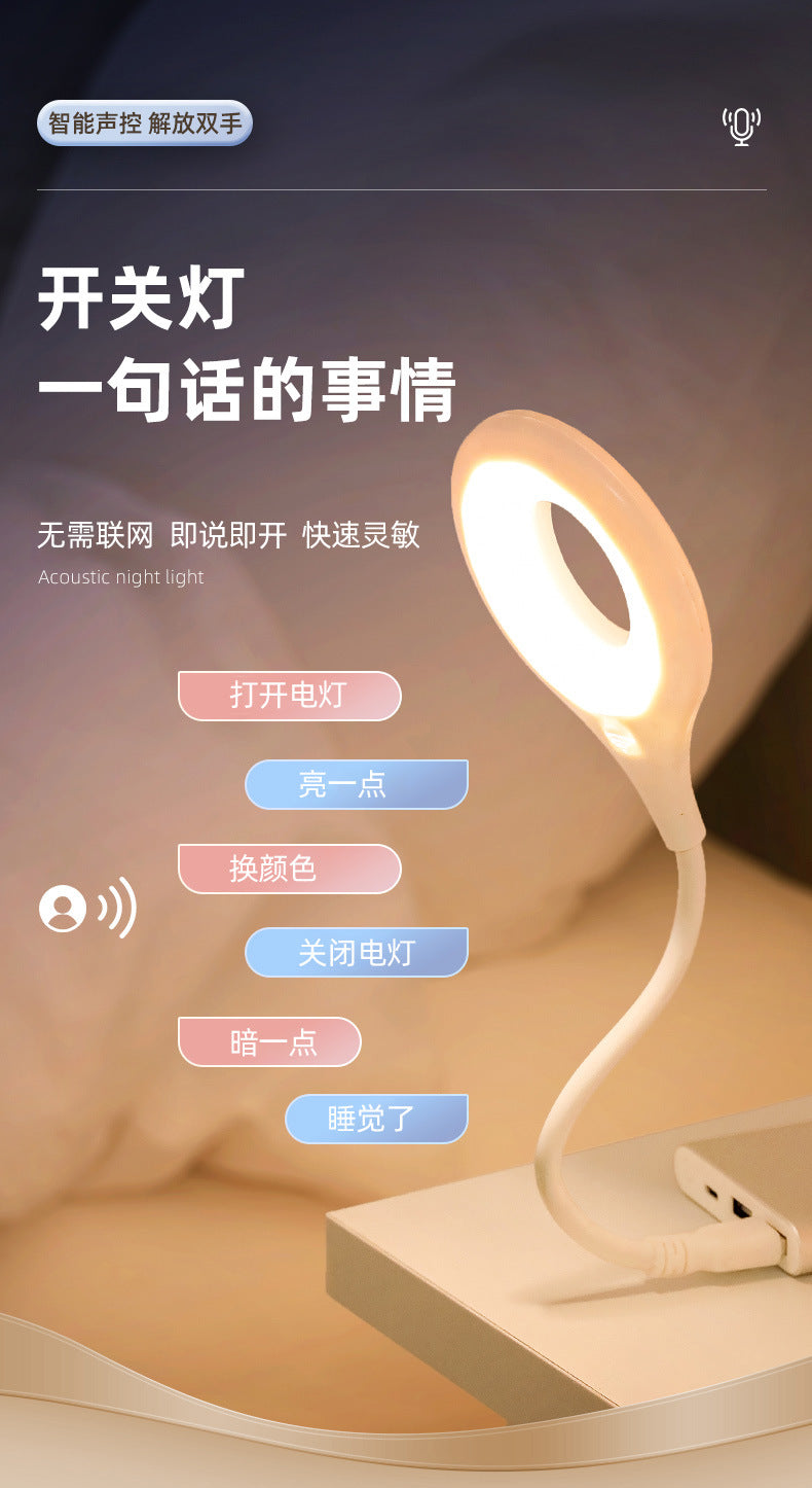 Smart voice-activated night light - usb powered led desk lamp for bedroom, bedside, office, and home use