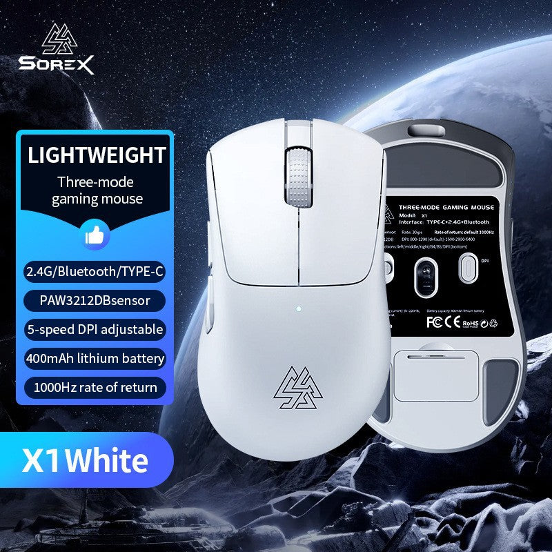 X1 wireless mouse - bluetooth tri-mode, lightweight, esports gaming, wired, right-handed, large hand, ergonomic design