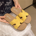 Birkenstock women's summer outdoor slippers - new, high-end, french-style soft flat beach sandals, fashionable one-strap slides
