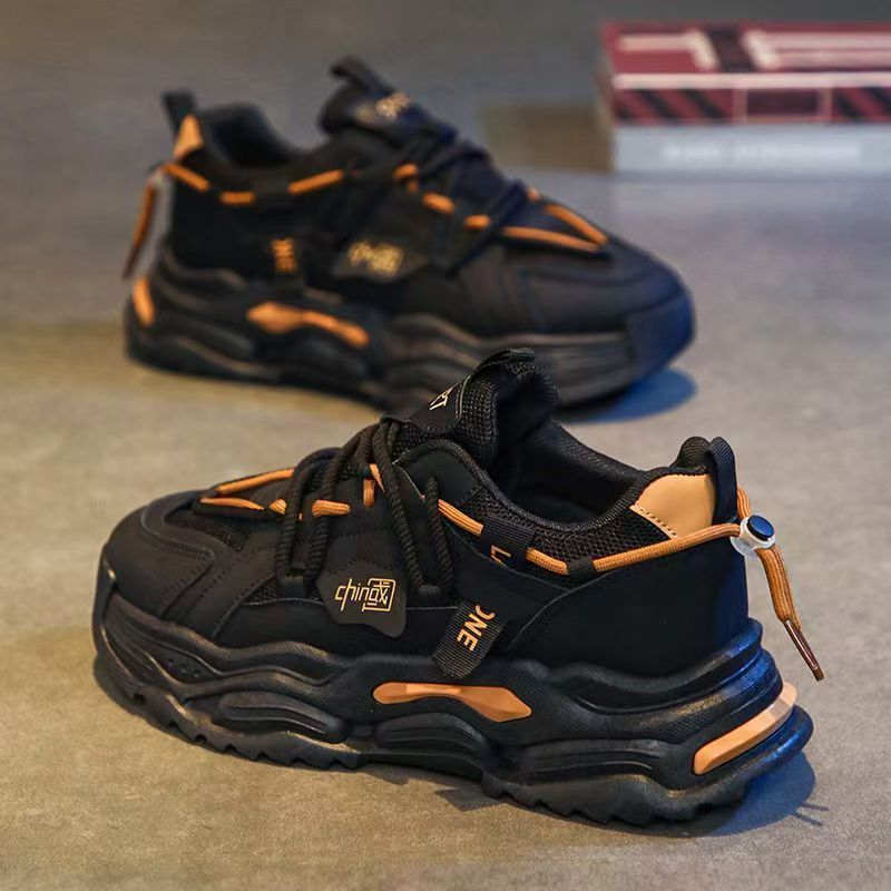 Men's shoes 2025 hot new styles: odor-resistant spring height-increasing men's athletic mesh thick-soled casual running dad shoes - trendy footwear