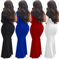 C6101 cross-border   fashion women's solid color rhinestone one-shoulder long sleeve maxi dress