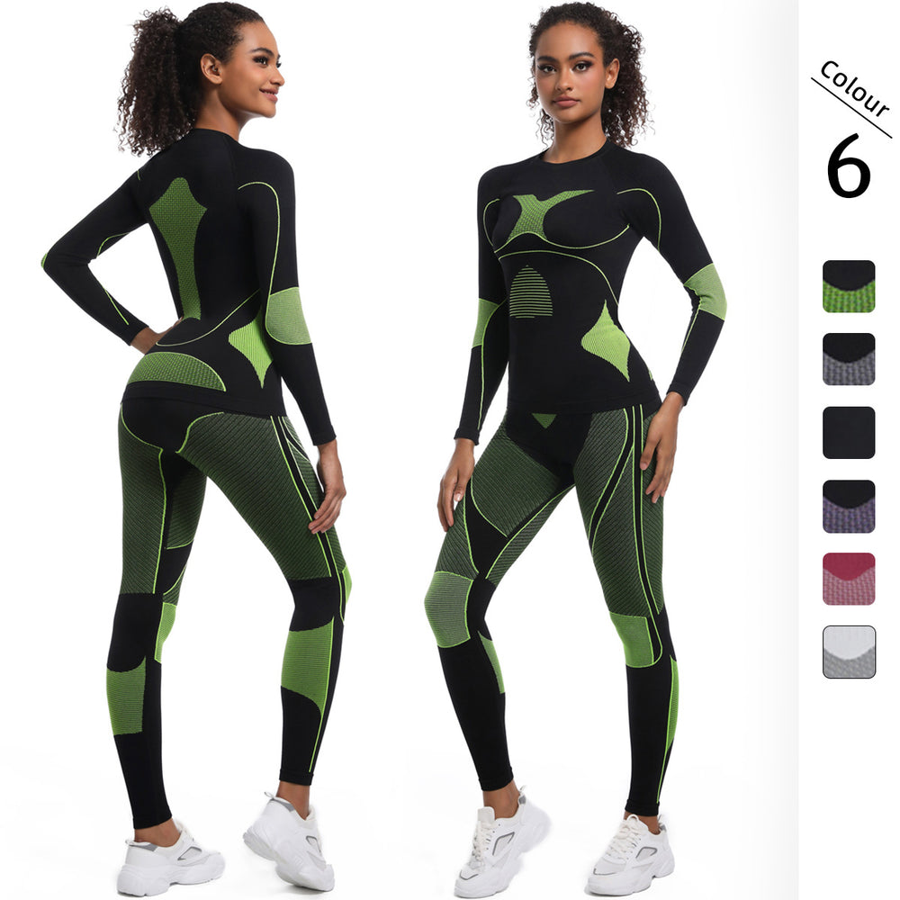New women's seamless high-stretch long sleeve ski suit shapewear set for cross-border e-commerce: perfect for sports, running, cycling, and yoga