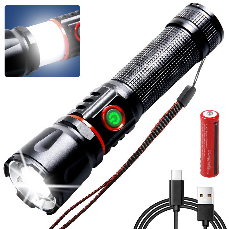Cross-border new strong light Type-c port charging magnetic suction display camping light output telescopic variable XHP50 flashlight