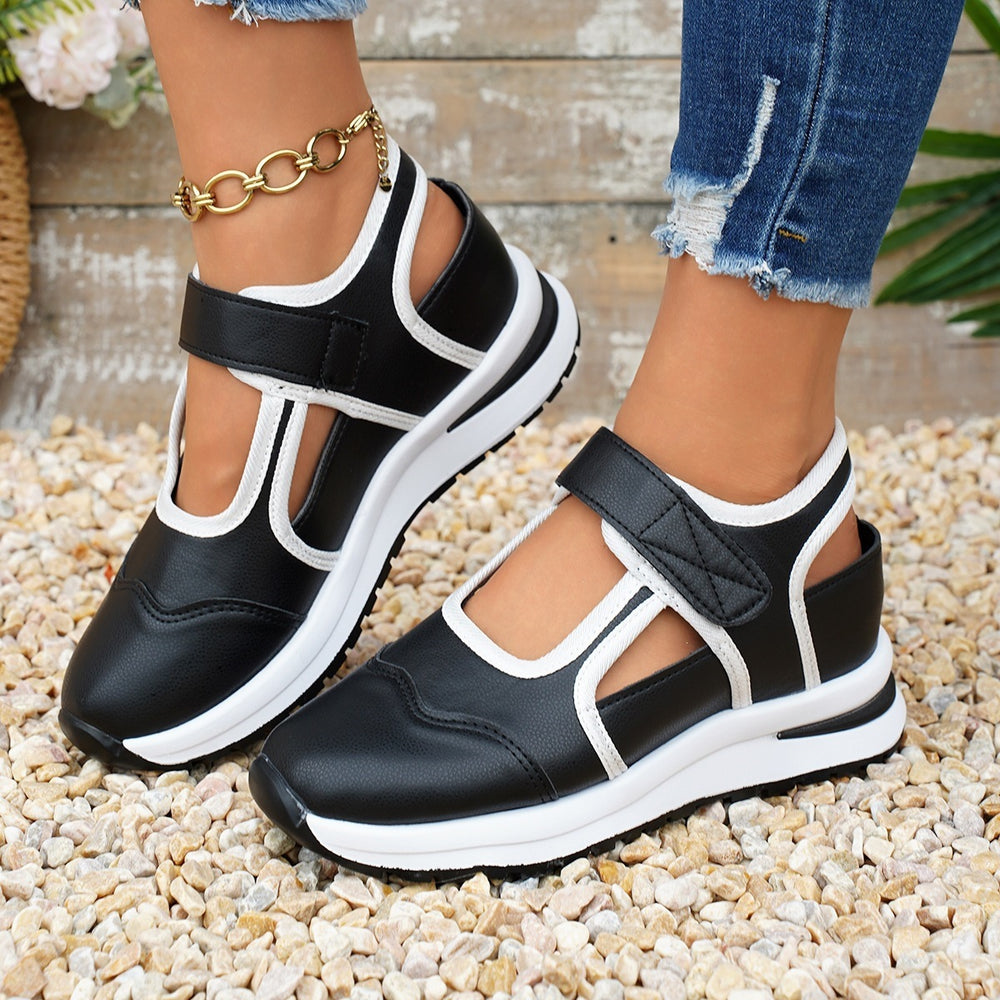summer new arrival: everyday sporty style, plus size platform sandals with closed toe and open back, chunky sole