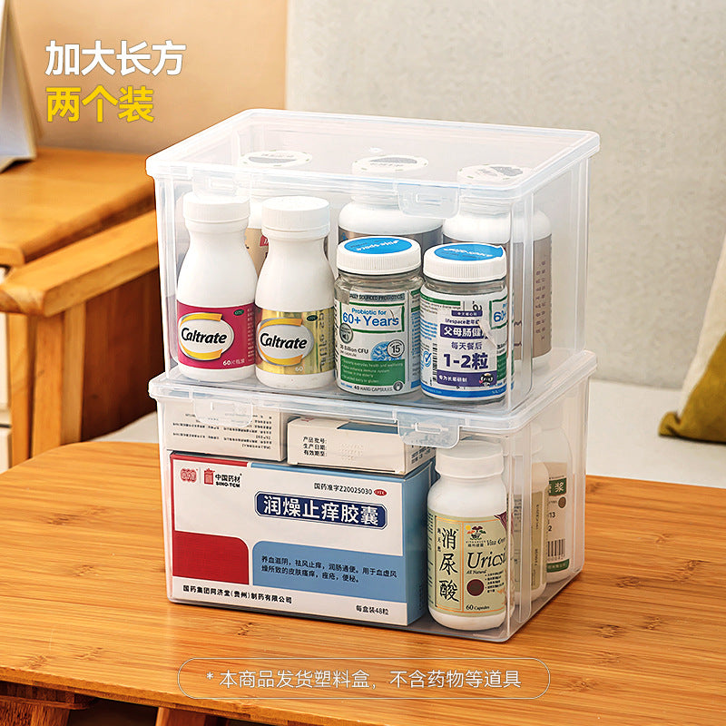 Flip small medicine box Portable with lid Stackable rectangular storage box Transparent storage drug packaging box with lid